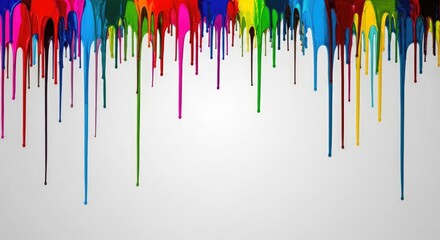 A colorful, dripping paint splash on a white background.