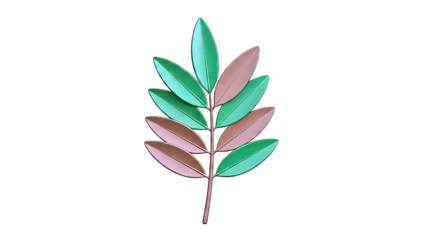 Branch with alternating green and brown leaves