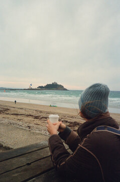 Having a coffee in cornwall