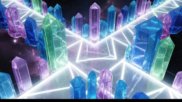 Glowing crystals on a geometric path
