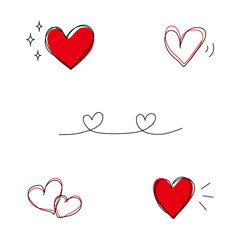 手描きハートのイラストセット
