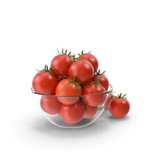 Fresh Red Cherry Tomatoes in Clear Glass Bowl with Two Beside
