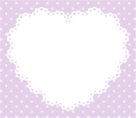 かわいいハートのレースフレームのベクターイラスト。枠、ドット、ラブリー