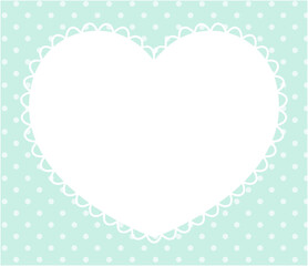 かわいいハートのレースフレームのベクターイラスト。枠、ドット、ラブリー