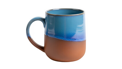 Beautiful Coffee Mug in Blue and Brown Colors, isolated on white or transparent background. PNG