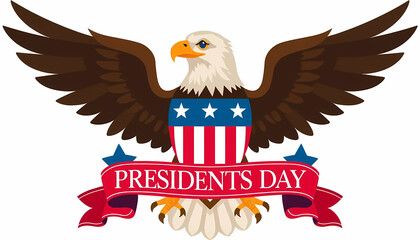 American eagle symbol on Presidents Day with stars and banner