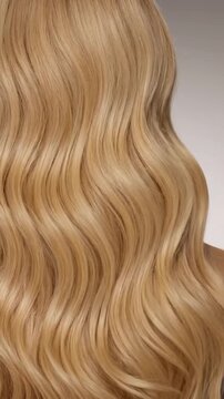 Full frame, close-up shot of luxurious, wavy, blonde hair with natural highlights