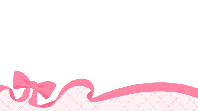 リボンのデコレーションフレーム、背景、斜め格子のパターン、16:9 サイズ