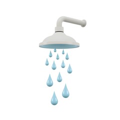Shower with Flowing Water 3d rendering isolated on white background cartoon plastic style icon