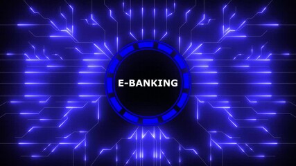 Futuristic e banking interface with glowing circuit board and blue digital background , 4k video - Powered by Adobe