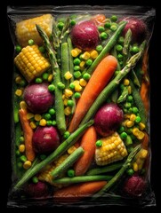 Vibrant Frozen Vegetable Medley in Sealed Bag