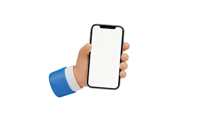 3D Cartoon Hand Holding Blank Smartphone