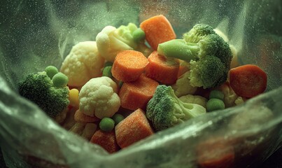 Vibrant Frozen Vegetable Medley in Plastic Bag