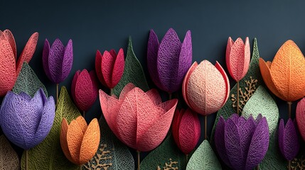 Vibrant colorful tulips in various purple, pink, orange hues