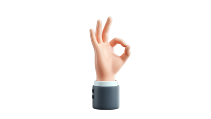 3D Rendered Hand Gesturing OK Sign in a Suit