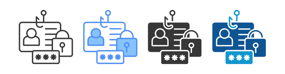 Identity Theft Icon Set Vector Collection Isolated In Black And White