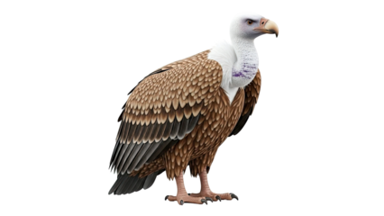 Griffon Vulture Standing Against White Background