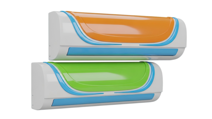 Modern Split Air Conditioners in Orange and Green