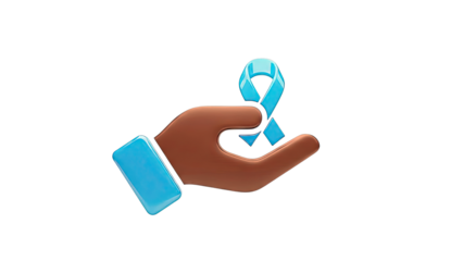 Hand Holding Blue Awareness Ribbon