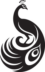 Fototapeta premium Peacock silhouette with elegant feathers exotic bird design animal tail graphic illustration