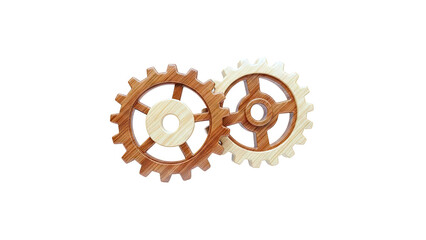 Two Wooden Gears Meshing Together