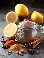 Aromatic Spice Mix with Fresh Lemons and Whole Spices