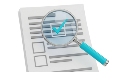 Magnifying Glass Over Checklist with Checkmark