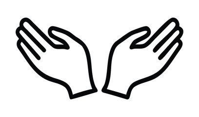 Obraz premium Open Hands Icon Silhouette, Symbol of Care, Support, and Welcome