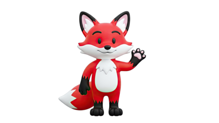 3D Cartoon Fox Waving Hello