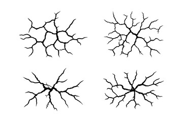 Cracked ground surface texture and broken earth floor vector set