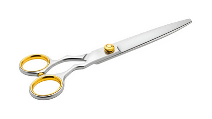 Fototapeta premium Sharp Scissors With Golden Accents, isolated on white or transparent background. PNG