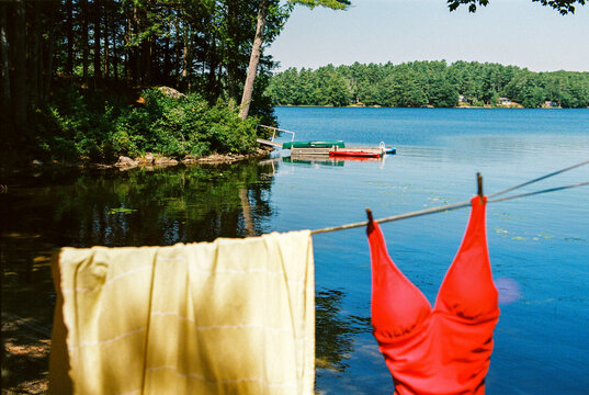 Clothesline at the lake house