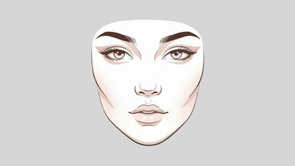 Fashion Face Illustration with Dramatic Eye Makeup and Defined Features.