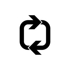 Modern sync refresh icon with dual arrows in rounded square. Ideal for UI UX design, reload action, data update, system synchronization, apps, dashboards, and web interfaces.