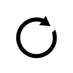 Clean circular refresh arrow icon representing reload, update, and repeat actions. Perfect for UI UX design, mobile apps, websites, dashboards, and software interfaces.