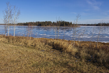 Astotin Lake Freezing in Autumn