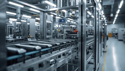 Fototapeta premium Ultra-realistic interior view of an advanced industrial manufacturing machine, highlighting precision, complexity, and modern factory environments.