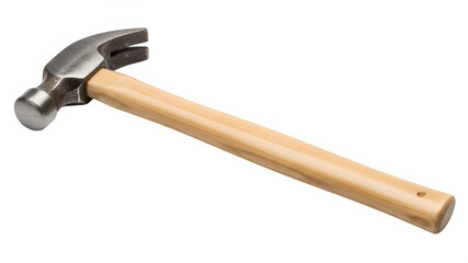 Hammer With Wooden Handle Used for Construction Work, isolated on white or transparent background. PNG