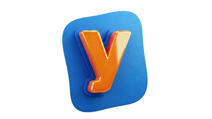 3D Orange Letter Y Icon on Blue Textured Background
