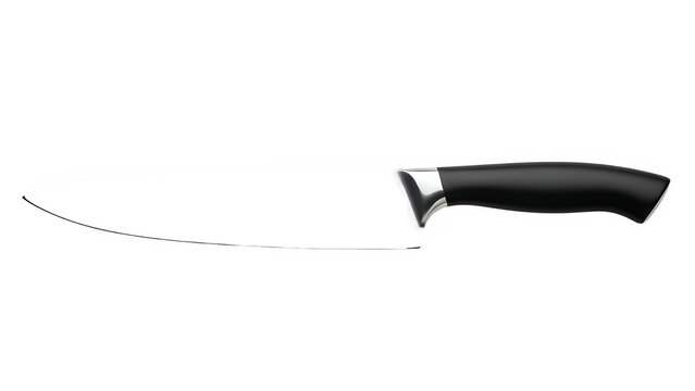 Sharp Knife With Black Handle, isolated on white or transparent background. PNG