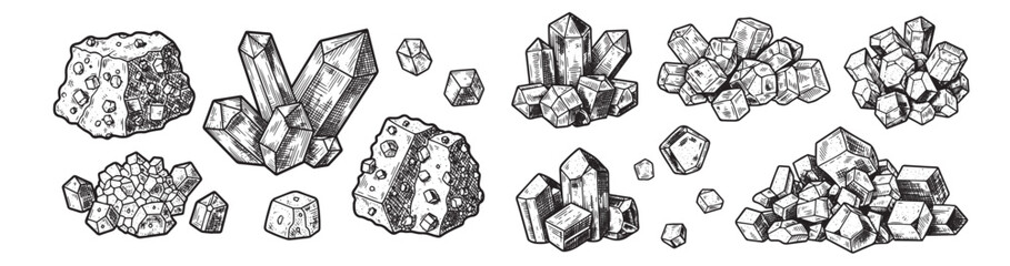 Salt crystals engraving illustration for gourmet food packaging