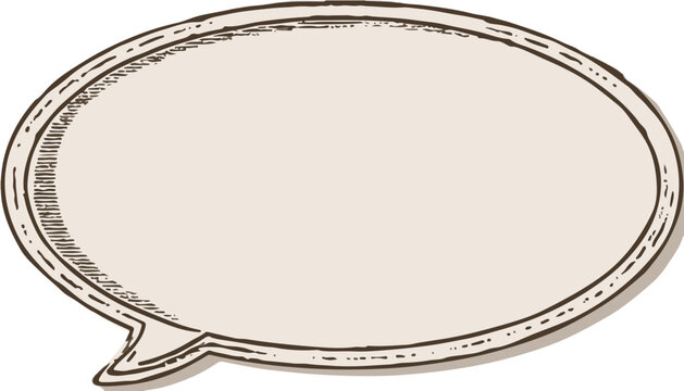 Bulle de dialogue ovale dessin&eacute;e &agrave; la main avec un style vintage, vide pour texte, un &eacute;l&eacute;ment graphique essentiel avec fond transparent.