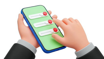Hands Adjusting Sliders on a Smartphone Screen