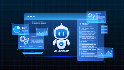 AI workflow automation artificial intelligence. ai agent network diagram dashboard machine learning flow process and automation system.