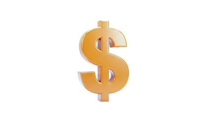 3D Orange Dollar Symbol