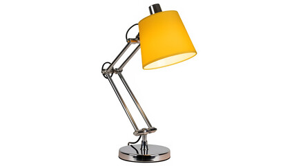 Vintage Lamp With Yellow Shade and Chrome Arm, isolated on white or transparent background. PNG