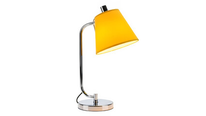 Vintage Lamp With Yellow Shade and Chrome Arm, isolated on white or transparent background. PNG