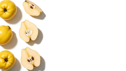 Fresh Quince Isolated With Copy Space