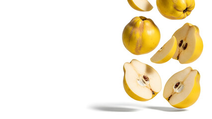 Fresh Quinces Isolated With Copy Space