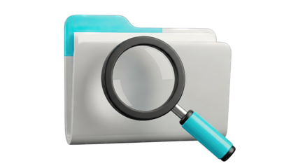 Magnifying Glass Over Folder Icon